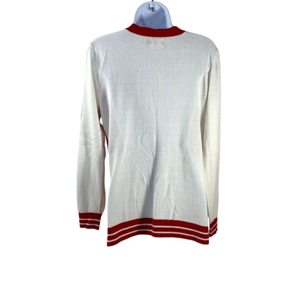 So Perfectly Soft Perfectly You Red & White Varsity Style Cardigan Y2K Preppy L - Picture 2 of 12